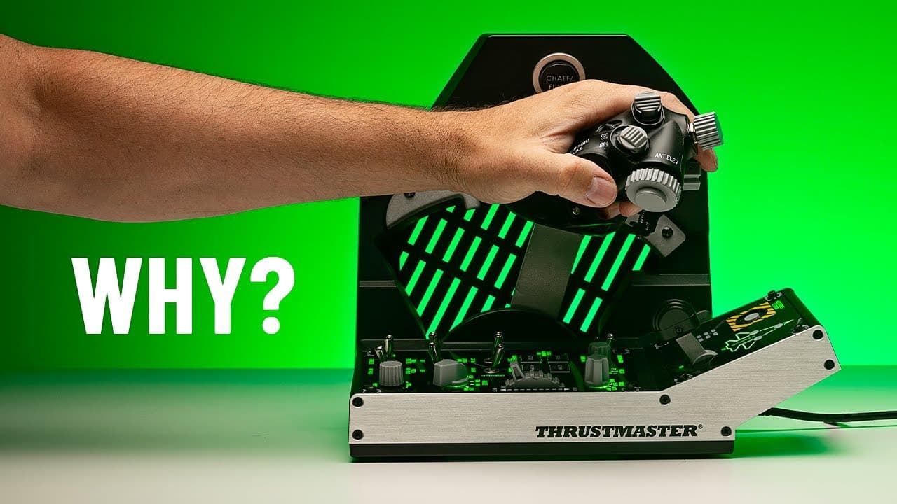 Thrustmaster TQS Review Hand holding the Thrustmaster TQS throttle